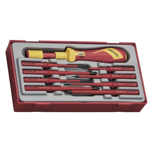 9 Piece 1000 Volt Torque Screwdriver & Slotted, Phillips (PH), (PZ) Interchangeable Blade Set